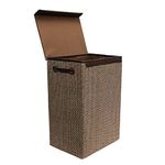 simpahome 72L Laundry Basket with Lid, Sturdy Foldable Woven Style Hamper Design - Beige/Brown 60cm (H) x 40cm (W) x 30cm (L) - Single Basket