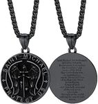 FaithHeart Archangel St. Michael Catholic Medal Necklace Men's Guardian Angel Protection Christian Round Pendant Black Amulet Jewelry for Boyfriend Brothers Lover