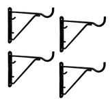 (4 Pack)Tetra-Teknica YH08-01 8-Inch Wall Mounted Iron Bracket Hooks for Planters, Lanterns, Birdfeeders and More, Powder Coated Matte Finish, Color Black