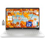 HP 15.6" FHD Touchscreen Laptop, Intel Core i7-1255U, 64GB RAM, 2TB PCIe SSD, Backlit Keyboard, Intel Iris Xe Graphics, HD Camera, HP Fast Charge, Win 11 Pro, Silver, 32GB Hotface USB Card