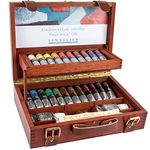 Sennelier Professional Artists Oil colour paint wooden box set, 22 x 40 ml tubes plus brush dipper and more