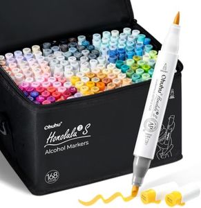 Ohuhu Alcohol Markers 168 Colors Brush& Soft Chisel for Adult Cozy Coloring
