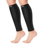 CAMBIVO 2 Pairs Calf Compression Sleeves for Men and Women - Leg Compression Sleeve and Shin Splints Support for Running, Varicose Veins, Swelling, Calf Cramps(Pure Black, LXL)