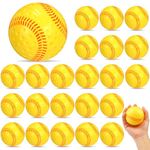 Halloscume 24 Pieces Dimpled Baseballs with Red Seam 9 Inch Pitching Machine Baseballs Practice Baseballs for Hand Eye Coordination, Batting Hitting Training and Fielding Practice (Yellow)