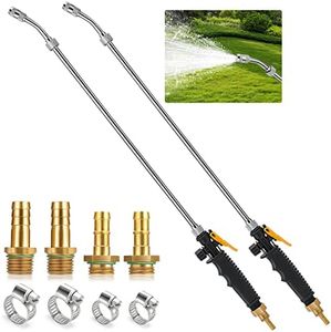 Ryscam 29 Inches Sprayer Wand, 3/8'' & 1/4'' Brass Barb Universal Sprayer Wand Replacement, Stainless Steel Sprayer Parts with Shut off Valve & 2 Hose Clamps, Spray Wands for Garden Hose(2PCS), Black