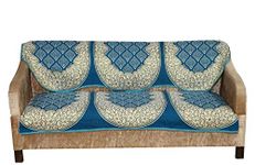 Nendle Cotton Abstract Pattern Sofa Covers Set of 3 Seater for Living Room (Sky Blue, 2 Pieces, 69 Inch x 27 inch)