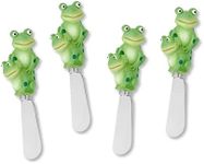 Supreme Housewares 4-Piece Hand Painted Resin Handle with Stainless Steel Blade Cheese Spreader Butter Spreader knives (Frogs)