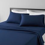 AmazonBasics Light-Weight Microfiber Sheet Set - King, Navy Blue