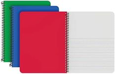 Oxford Primary Spiral Notebooks, Writing/Drawing Practice, Pre-K, K-2, Durable Plastic Covers, Writing Journals for Kids, 80 Sheets, 9-3/4 x 7-1/2 Inch, Blue, Green, Red, 3 Pack (89001)