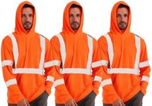 sesafety Safety Long Sleeve Construction Shirts for Men, Class 3 High Visibility Safety Shirt Work, Hi Vis Reflective Shirts with Hoodie Breathable Orange L