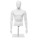 COSTWAY Female/Male Mannequin Half Body Manikin, Adjustable Height Man/Woman Model with Metal Base, 360 Rotatable Arms &Head, Torso Mannequin Body Display for Shop Window Exhibition (123cm Male)