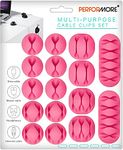 PERFORMORE 16 Pack of Cable Clips Cord Organizer, Pink Self-Adhesive Cord Holders for Cable Management, Multipurpose Wire Charger Organizer Clips for Home, Office, Car, and Desks