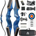 60" Black Hunter Recurve Bow Wood Takedown Bow Right Hand for Adults American Hunting Longbow 20-60lbs for Archery Hunting Shooting Practice