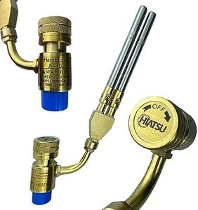 HIATSU Double Flame Jet Turbo Torch Head - High Output Heavy Duty Propane Torch Head for Brazing and Soldering - Stainless Steel and Brass Construction Torch Head - 360° Rotating Shaft
