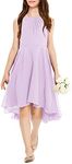 Galawaqe Fancy Kids Girls Junior Bridesmaid Dresses Girl Sleeveless Backless Crossed Straps Dress Wedding Prom Party Gowns, Purple, 13-14 Years