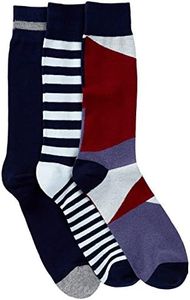 Casual Nights Men's Colored 3 Pack Assorted Crew Socks - Colorblocked Assorted