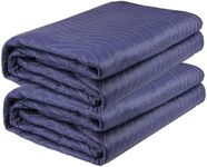 2 Pack Moving Blankets Heavy Duty 80"x72" Quilted Packing Blankets for Moving Furniture Padded Shipping Furniture Mover Blankets Blue
