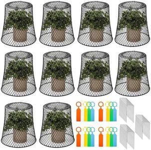SOUJOY 10 Pieces Chicken Wire Plant Covers, Garden Cloche with 30 Garden Stakes and 20 Waterproof Labels, Metal Cage Protector Basket for Keeping Bunnies Chicken Squirrels Birds Out