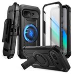 SUPCASE for Google Pixel 10A Case with Stand (UB Pro Mag), [Compatible with Wireless Charge] [Built-in Screen Protector & Belt-Clip] Protective Phone Case for Pixel 10A, Black