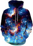 EOWJEED Unisex Realistic 3D Printed Hoodies Unisex Long Sleeve Sweatshirts Pullovers for Men Women with Big Pockets, Galaxy-xw17, Small