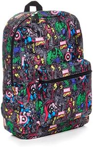 Marvel Avengers Official Backpack with Comic Style Design, Dark Grey, l