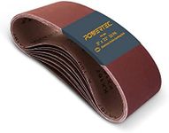 POWERTEC 110960 3 x 21" Sanding Belts | 240 Grit Aluminum Oxide Sanding Belt | Premium Sandpaper For Portable Belt Sander – 10 Pack