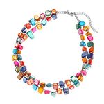 BULINLIN Boho Shell Beaded Necklaces Colorful Layered Beach Seashell Necklace Costume Jewellery Gifts for Women(Colorful)