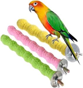 kathson Bird Perch Parrot Stand Cage Accessories Natural Wooden Stick Paw Grinding Rough-surfaced Chew Toy for Cockatiels,Cockatoo,Lorikeet,Conure,Parakeet 3 Pack (Random Color,7.9inch)