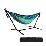 Goutime 9Ft Double Hammock with Detachable Stand Includes Portable Carrying Bag Loadable 550LB (250kg) (Blue)