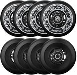 AOWISH Inline Skate Wheels 85A Outdoor Asphalt Formula Roller Blades Replacement Wheels Indoor Roller Blades Wheels with Bearings ABEC-9 & Floating Spacers (8-Pack) (Black, 72mm)