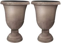 Muddy Hands Large Plant Pot Outdoor Garden Patio Urn Stand Round Tall Planter (Pack of 2-22 Litre Faux Leather)