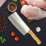 CEUTA® Meat Cleaver,7 inch Vegetable and Butcher Knife German High Carbon Stainless Steel Kitchen Knife Chef Knives with Ergonomic Handle for Home, Kitchen & Restaurant (Wooden Handle)