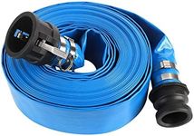 2" x 50FT Blue Discharge Hose with Camlock C and E Fittings, Reinforced PVC Lay Flat Backwash Hose Assembly, Weather and Burst Resistant, Ideal for Sump Pump Hose Pool Drain or Backwash