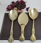 Golden Brass Serving Spoon-2, Rice Spoon-1, Set of 3