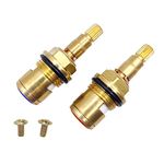 2 Pieces Ceramic Tap Cartridge Replacement Brass Tap Glands Repair Kit 1/4 Turn Tap Cartridge with Screws for Bathroom Kitchen (Long Model) (Long Model)