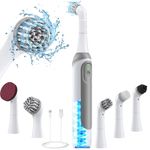 kHelfer Rechargeable Electric Grout Brush with Built-in Battery, Upgraded KH6A Stainless Steel Wire Power Brush & IPX7 Waterproof, Cordless Cleaning Brush & 5 Replacement Heads for Grout, Crevice