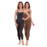 LILYSLIK Winter Poly Cotton Thermal Wear Set for Women/Ladies/Girls with Sleeveless Top and Bottom/Pyjama/Legging (2 Thermal Set) (M, Black-Brown)