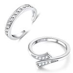 Thunaraz 2Pcs Sterling Silver Toe Rings Set Cubic Zirconia Adjustable Band Rings Fitted Wrap Around Toe Ring for Women Summer Barefoot Jewelry