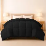 LUX Décor Queen Comforter – 88x88 Ultra-Soft Down Alternative Duvet Insert with Corner Tabs & Box Stitching, Hotel Quality Plush Microfiber Bedding, Oeko-TEX Certified - Black