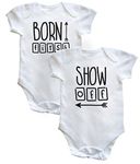 Hippowarehouse Born First and Show Off (Twin Pack) baby vest boys girls White