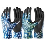 COOLJOB Work Gloves for Men & Women, 6 Pairs Non-slip Nitrile Coated Working Gloves with Toushscreen, Safety Performance Oil Resistant for Construction Mechanics Gardening, Green &Blue, Large Size