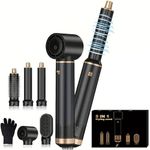 5 in 1 Air Styler – Magic Styler - Hair Dryer Brush – Multi use Styling Appliances - Thermal Wrap - for Curling, Straightening, Volumizing and Drying – 110,000 RPM – Ionic Technology (Black 5 in 1)