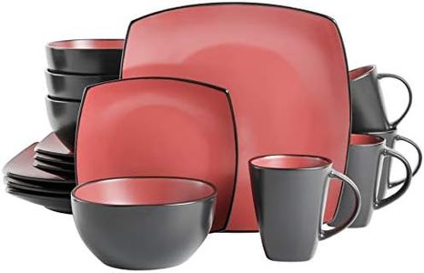 Gibson Elite Soho Lounge Reactive Glaze Stoneware Dinnerware Set, Service for 4 (16pc), Matte Red