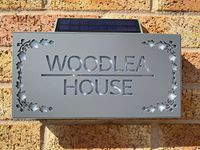 One-of-a-Kind Design UK Personalised Contemporary Solar Light House Sign 305x155MM Rectangular House Sign LED Illuminated Personalised Address Number Plate UV Stable, Grey