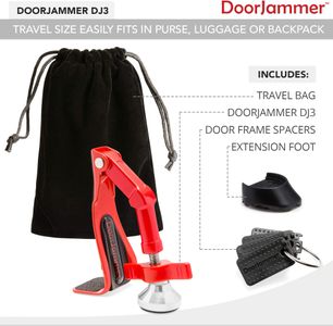 DoorJammer Portable Door Lock Brace – Home Security, Red