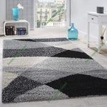 TAUKIR CARPETS Handmade 3D Edge Collection Super Soft Microfiber & Polyester Silk Touch Rugs, Size 4x6,feet Colour- Black Multi