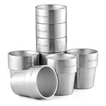 Hivexagon Set of 8 Stainless Steel Double Wall Cups - 10oz Perfect for Cold Drinks - Dishwasher Safe Insulated Water Mug Great for Home, Travel, Camping, Outdoor