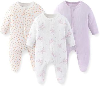 JELYLOVE Unisex Baby Boy Girl Footies Rompers Cotton Long Sleeve 3 Pack Infant Jumpsuits 0-12Months Babies' Outfits