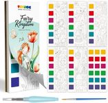 TECJOE 2 Pack Paint with Water Books for Kids with 20 Unique Fairy Tales, Pocket Watercolor Painting Book with 2 Brushes, Travel Arts and Crafts for kids, Educational Learning Toy Gift for Toddlers