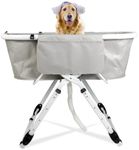 CStern Raised Dog Bathtub, Foldable Pet Bathtub, Portable Pet Bathtub, Height Adjustable, Paddling Pool with Drain, up to 60 kg (Grey)
